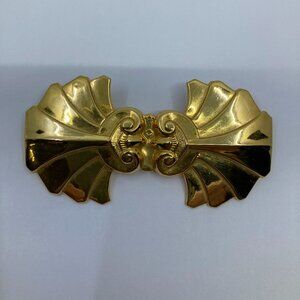 Vtg 1980 MICHEL ROBICHAUD designer bow gold tone brooch